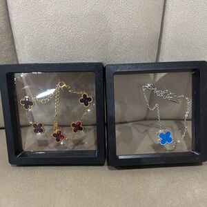 Elegant Gold and Silver Jewelry Set with Red and Blue Accents